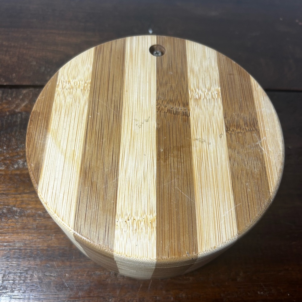 Two Tone Wooden Trinket Box with Swivel Top